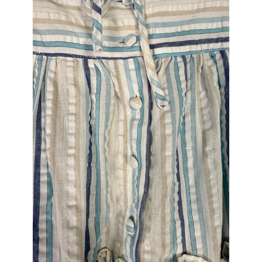 MABLE Dress Womens S Cottagecore Midi Sundress Striped Tiered Ruffle Milkmaid - Picture 3 of 7